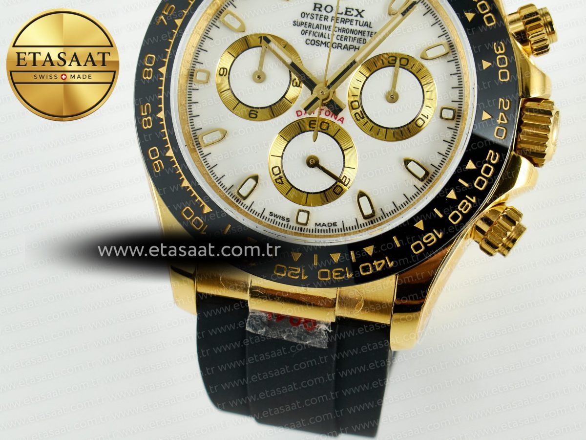 Rolex Daytona 116518 QF 1:1 Best Edition White/YG Dial on Oysterflex Strap SH4130 V11（Gain Weight） - Görsel 13