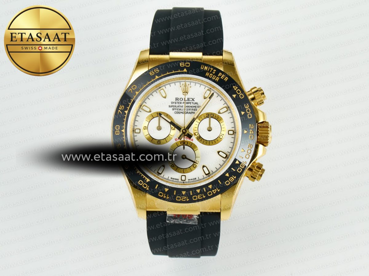 Rolex Daytona 116518 QF 1:1 Best Edition White/YG Dial on Oysterflex Strap SH4130 V11（Gain Weight） - Görsel 3