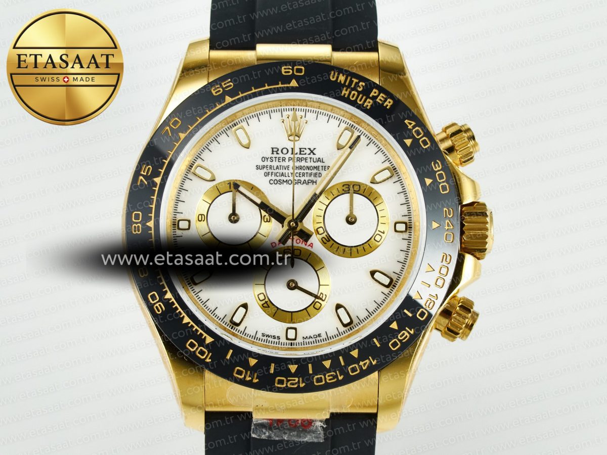 Rolex Daytona 116518 QF 1:1 Best Edition White/YG Dial on Oysterflex Strap SH4130 V11（Gain Weight） - Görsel 4