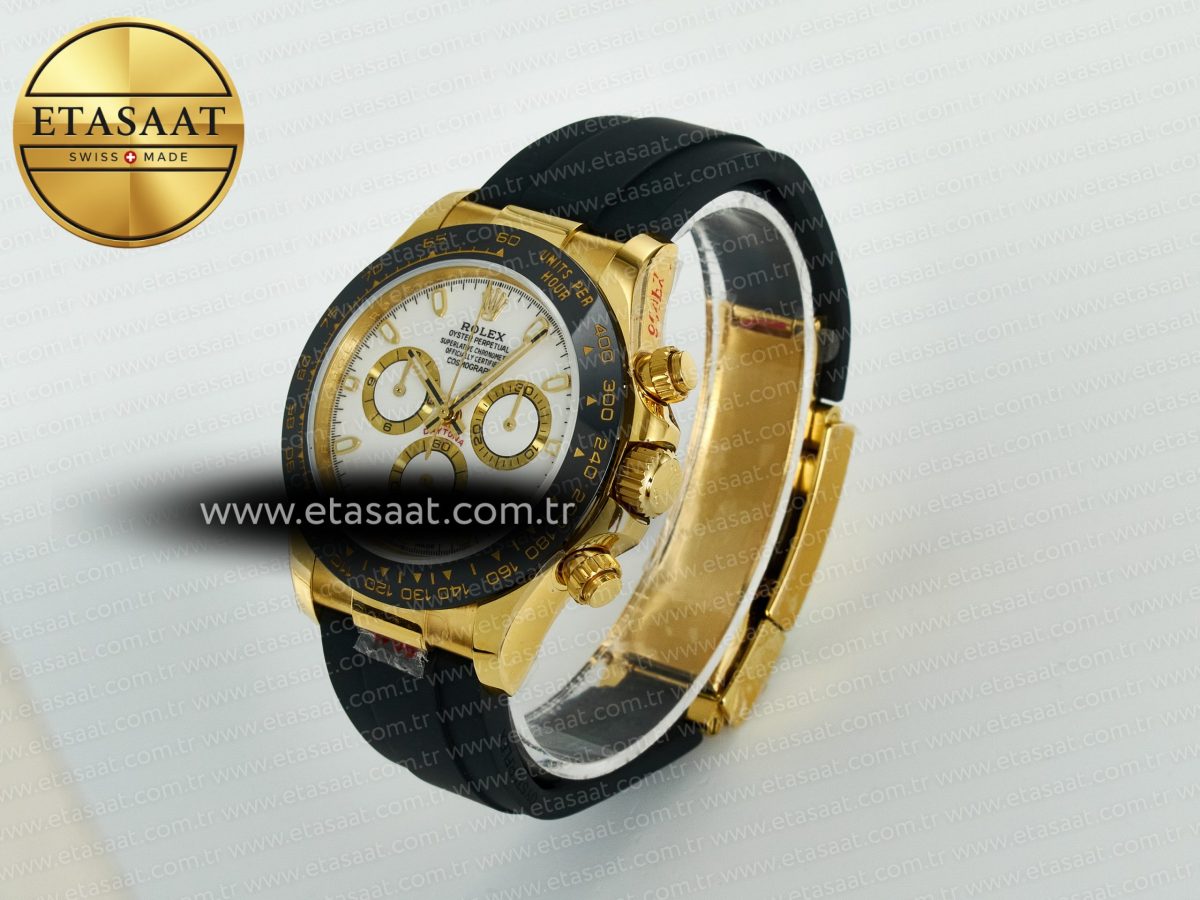 Rolex Daytona 116518 QF 1:1 Best Edition White/YG Dial on Oysterflex Strap SH4130 V11（Gain Weight） - Görsel 6