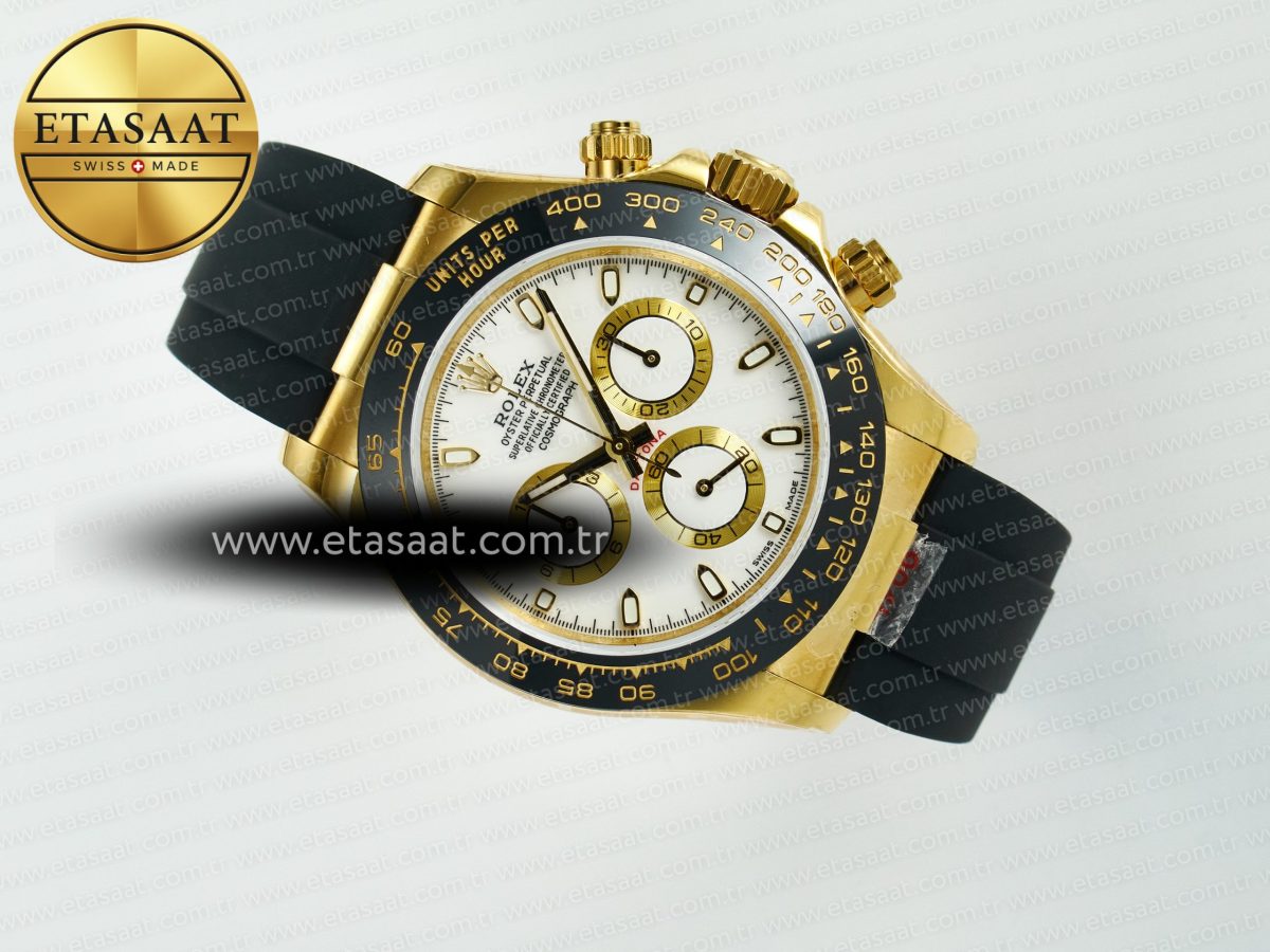 Rolex Daytona 116518 QF 1:1 Best Edition White/YG Dial on Oysterflex Strap SH4130 V11（Gain Weight） - Görsel 9