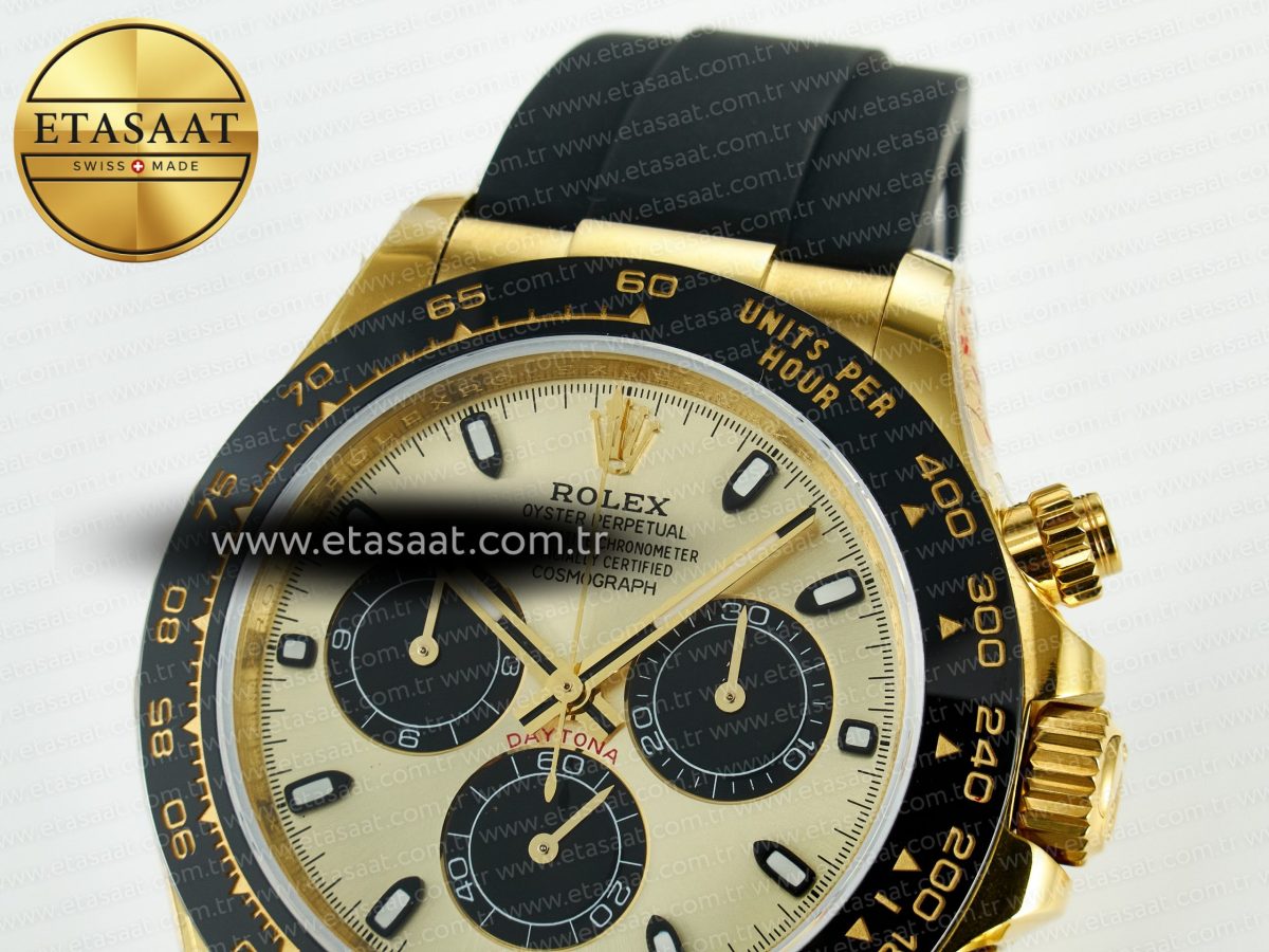 Rolex Daytona 116518 QF 1:1 Best Edition YG/Black Dial on Oysterflex Strap SH4130 V11（Gain Weight） - Görsel 10