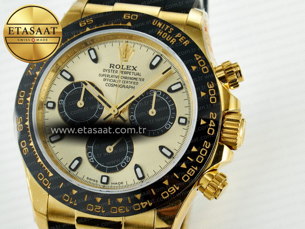 Rolex Daytona 116518 QF 1:1 Best Edition YG/Black Dial on Oysterflex Strap SH4130 V11（Gain Weight） - Görsel 11