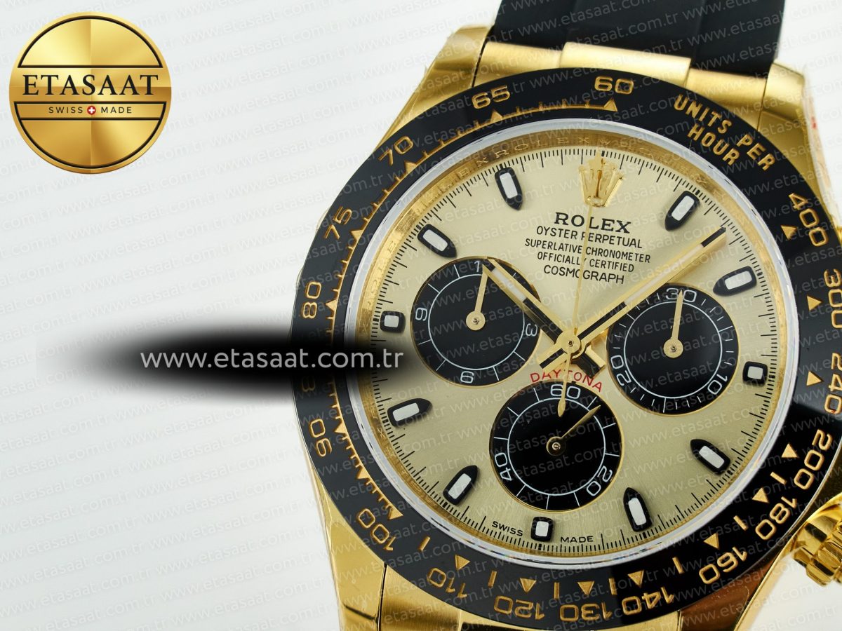Rolex Daytona 116518 QF 1:1 Best Edition YG/Black Dial on Oysterflex Strap SH4130 V11（Gain Weight） - Görsel 13