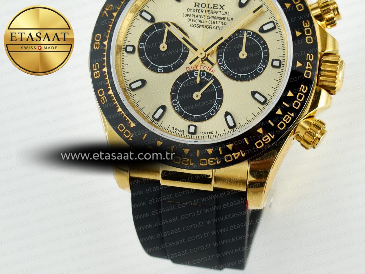 Rolex Daytona 116518 QF 1:1 Best Edition YG/Black Dial on Oysterflex Strap SH4130 V11（Gain Weight） - Görsel 14