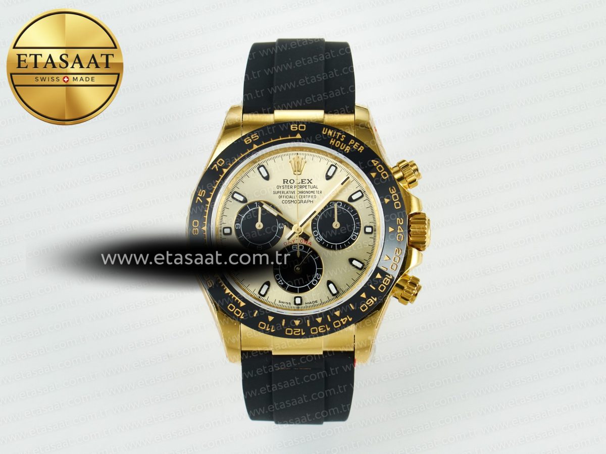 Rolex Daytona 116518 QF 1:1 Best Edition YG/Black Dial on Oysterflex Strap SH4130 V11（Gain Weight） - Görsel 3