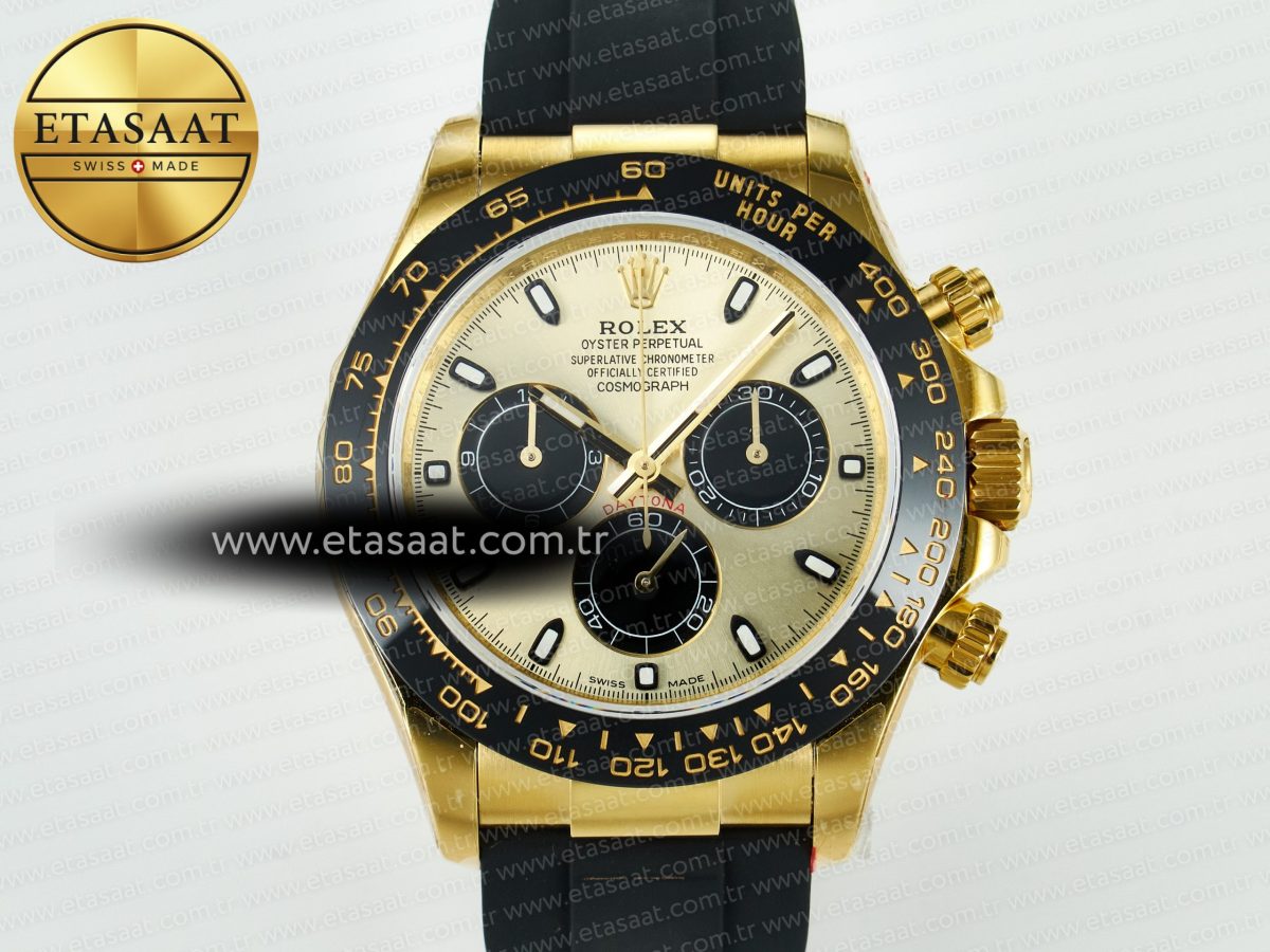 Rolex Daytona 116518 QF 1:1 Best Edition YG/Black Dial on Oysterflex Strap SH4130 V11（Gain Weight） - Görsel 4