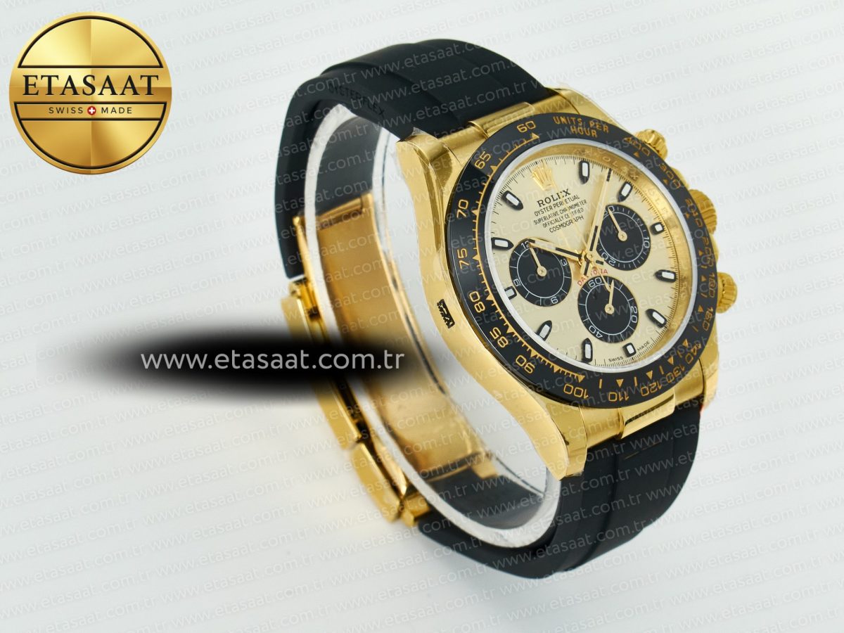 Rolex Daytona 116518 QF 1:1 Best Edition YG/Black Dial on Oysterflex Strap SH4130 V11（Gain Weight） - Görsel 5