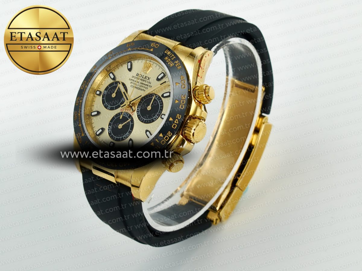 Rolex Daytona 116518 QF 1:1 Best Edition YG/Black Dial on Oysterflex Strap SH4130 V11（Gain Weight） - Görsel 6