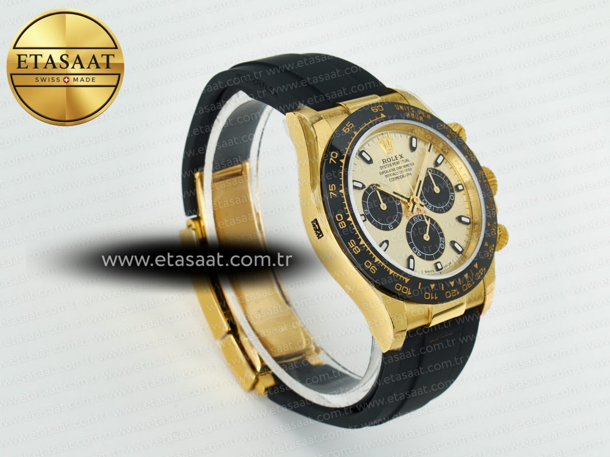 Rolex Daytona 116518 QF 1:1 Best Edition YG/Black Dial on Oysterflex Strap SH4130 V11（Gain Weight） - Görsel 7