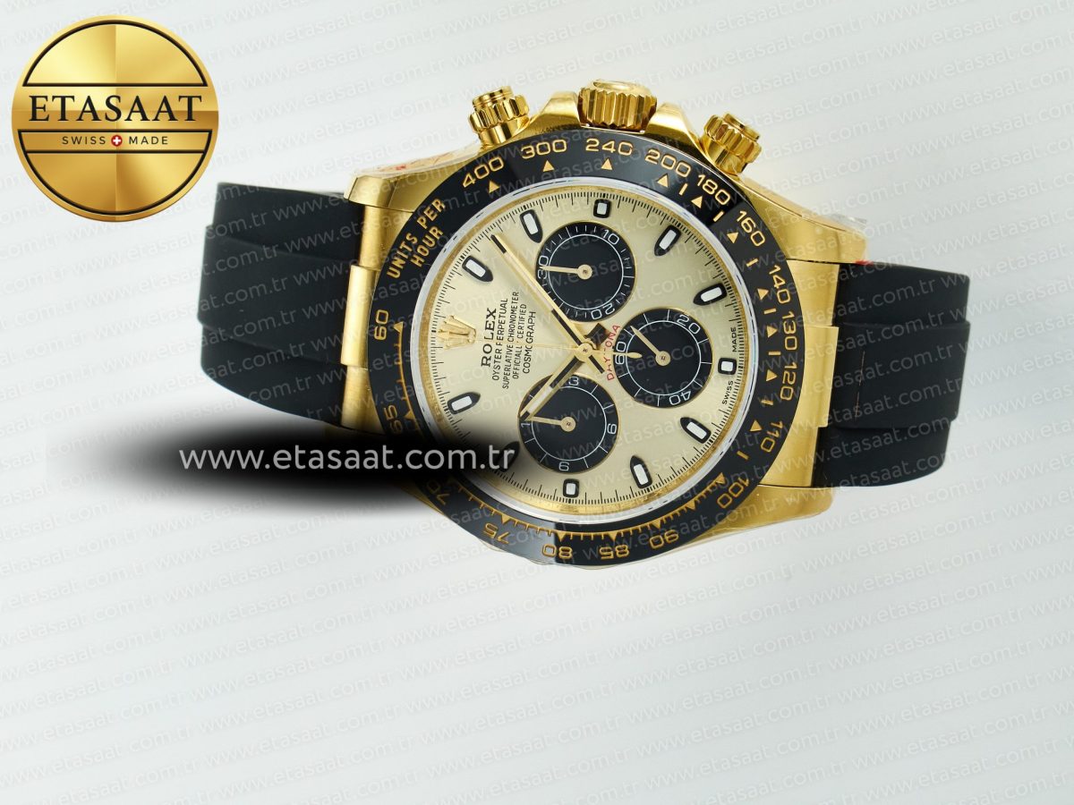 Rolex Daytona 116518 QF 1:1 Best Edition YG/Black Dial on Oysterflex Strap SH4130 V11（Gain Weight） - Görsel 8