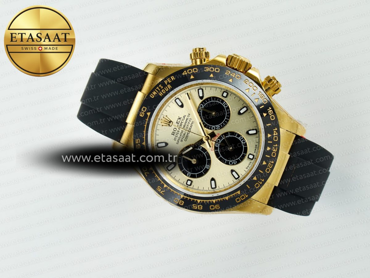 Rolex Daytona 116518 QF 1:1 Best Edition YG/Black Dial on Oysterflex Strap SH4130 V11（Gain Weight） - Görsel 9