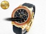Rolex Daytona 116518 YG Orange Crystal Bezel N6F Best Edition Black Dial on Oysterflex Strap SA4130