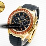 Rolex Daytona 116518 YG Orange Crystal Bezel N6F Best Edition Black Dial on Oysterflex Strap SA4130