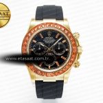 Rolex Daytona 116518 YG Turuncu Kristal N6F Siyah SA4130 Eta Saat - Görsel 3 - 1:1 Süper Klon Saat