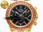 Rolex Daytona 116518 YG Orange Crystal Bezel N6F Best Edition Black Dial on Oysterflex Strap SA4130 - Görsel 4