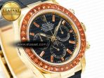 Rolex Daytona 116518 YG Orange Crystal Bezel N6F Best Edition Black Dial on Oysterflex Strap SA4130 - Görsel 5