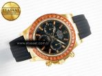 Rolex Daytona 116518 YG Orange Crystal Bezel N6F Best Edition Black Dial on Oysterflex Strap SA4130 - Görsel 8