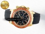 Rolex Daytona 116518 YG Orange Crystal Bezel N6F Best Edition Black Dial on Oysterflex Strap SA4130 - Görsel 9