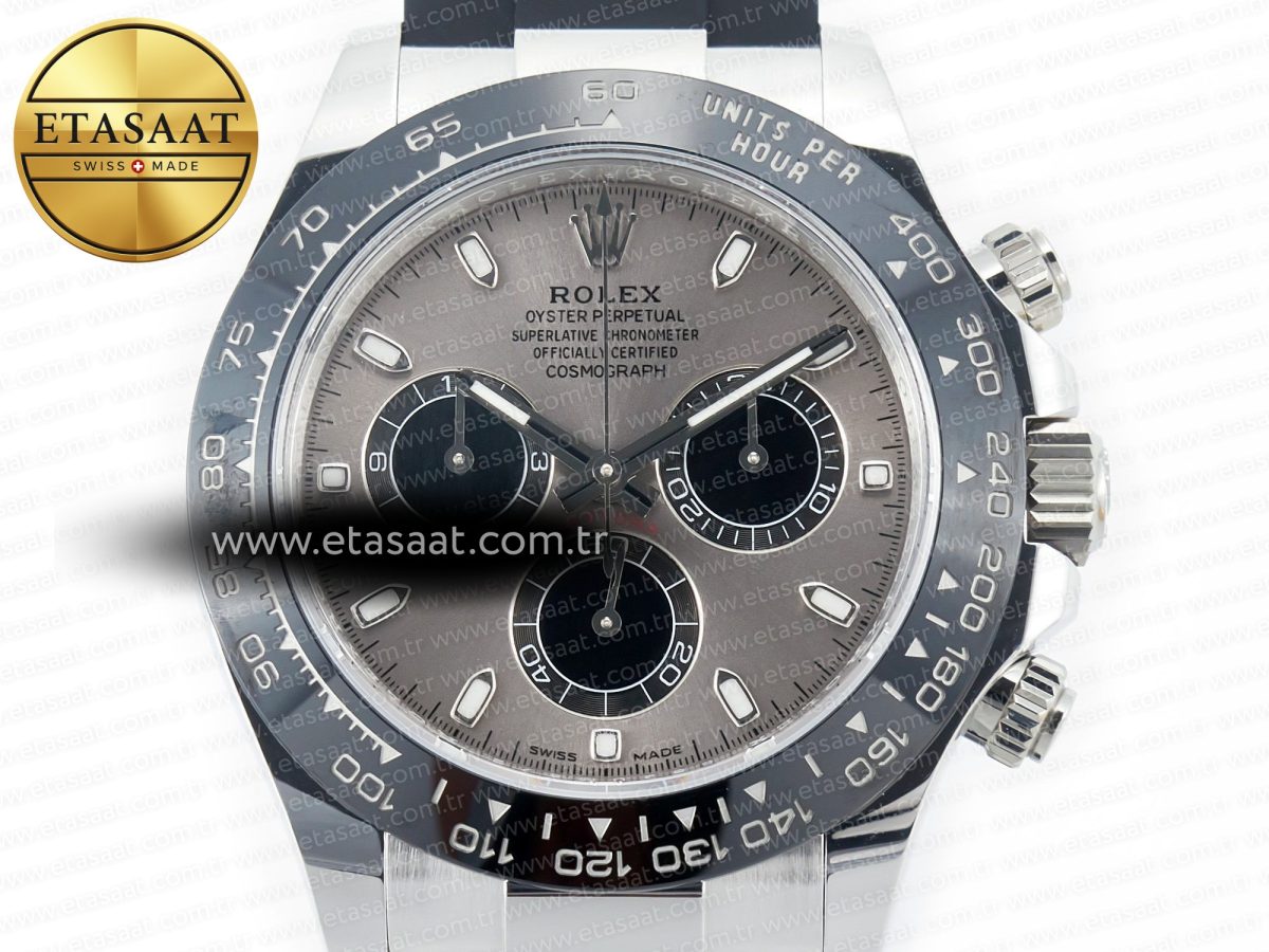 Rolex Daytona 116519 APS 1:1 Best Edition 904L SS Case Grey Dial on Oysterflex Strap SH4130 (Gain Weight) - Görsel 4