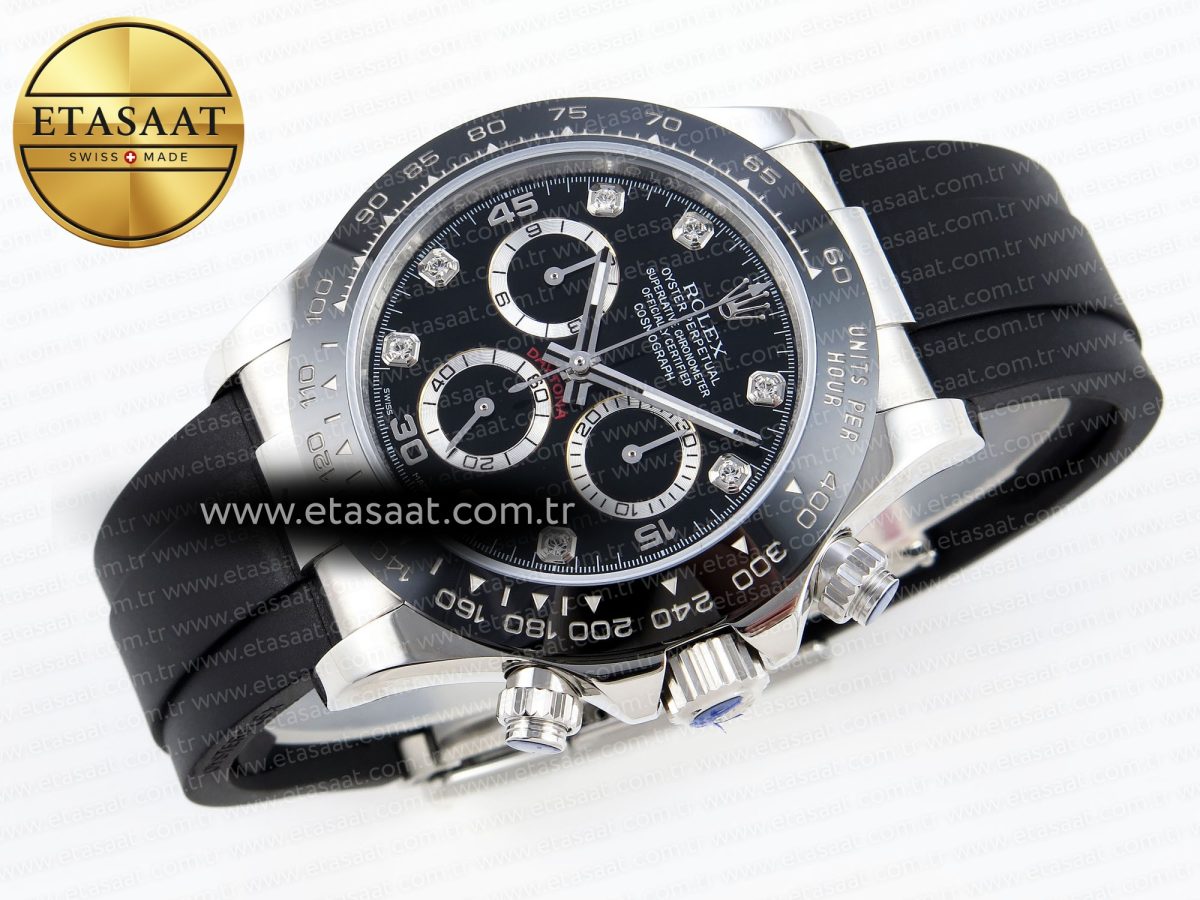 Rolex Daytona 116519 Black Diamonds Dial on Oysterflex A7750 - Görsel 7
