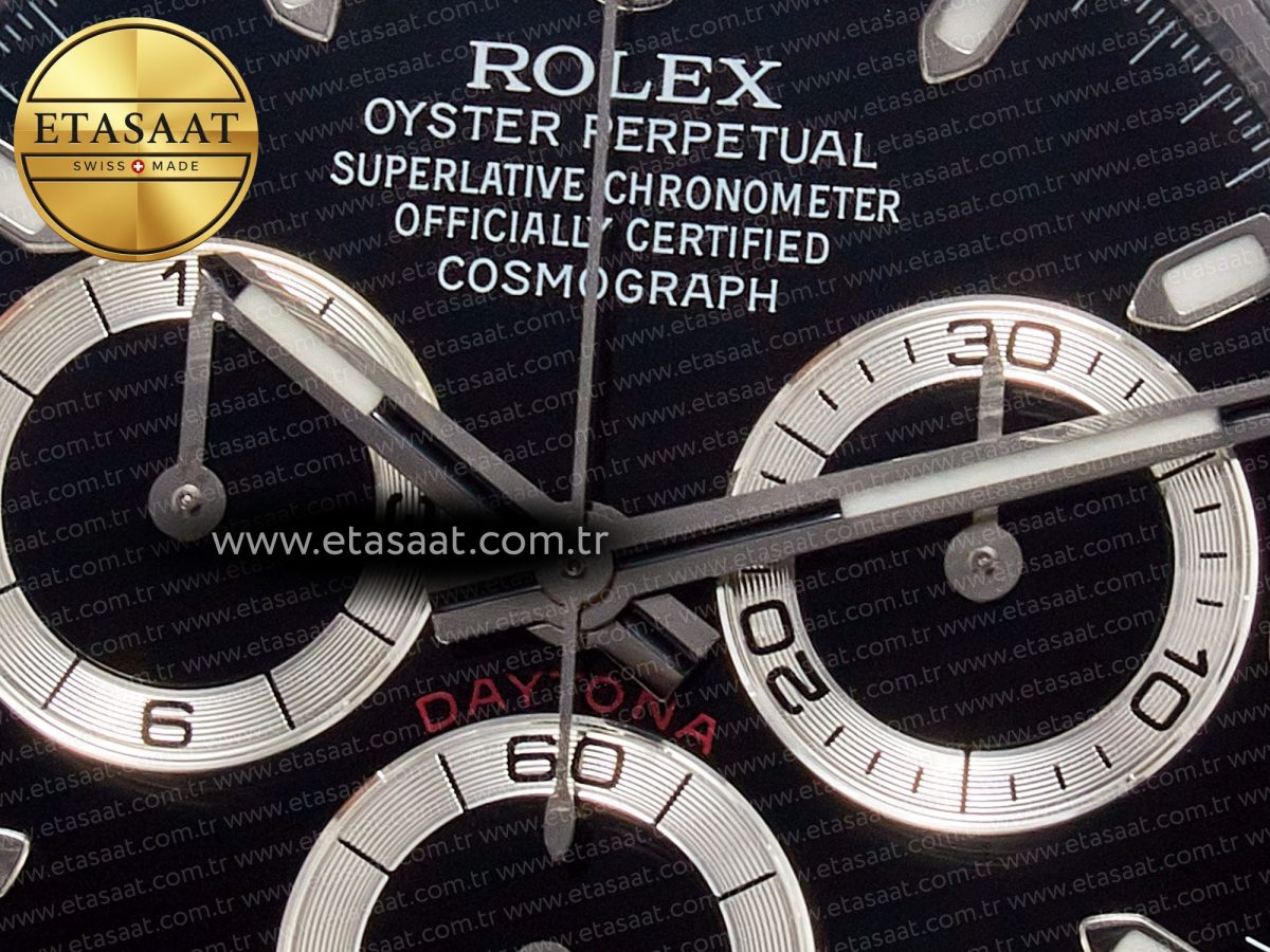 Rolex Daytona 116520 Clean 1:1 Best Edition 904L SS Case and Bracelet Black Dial SA4130 V3 - Görsel 11