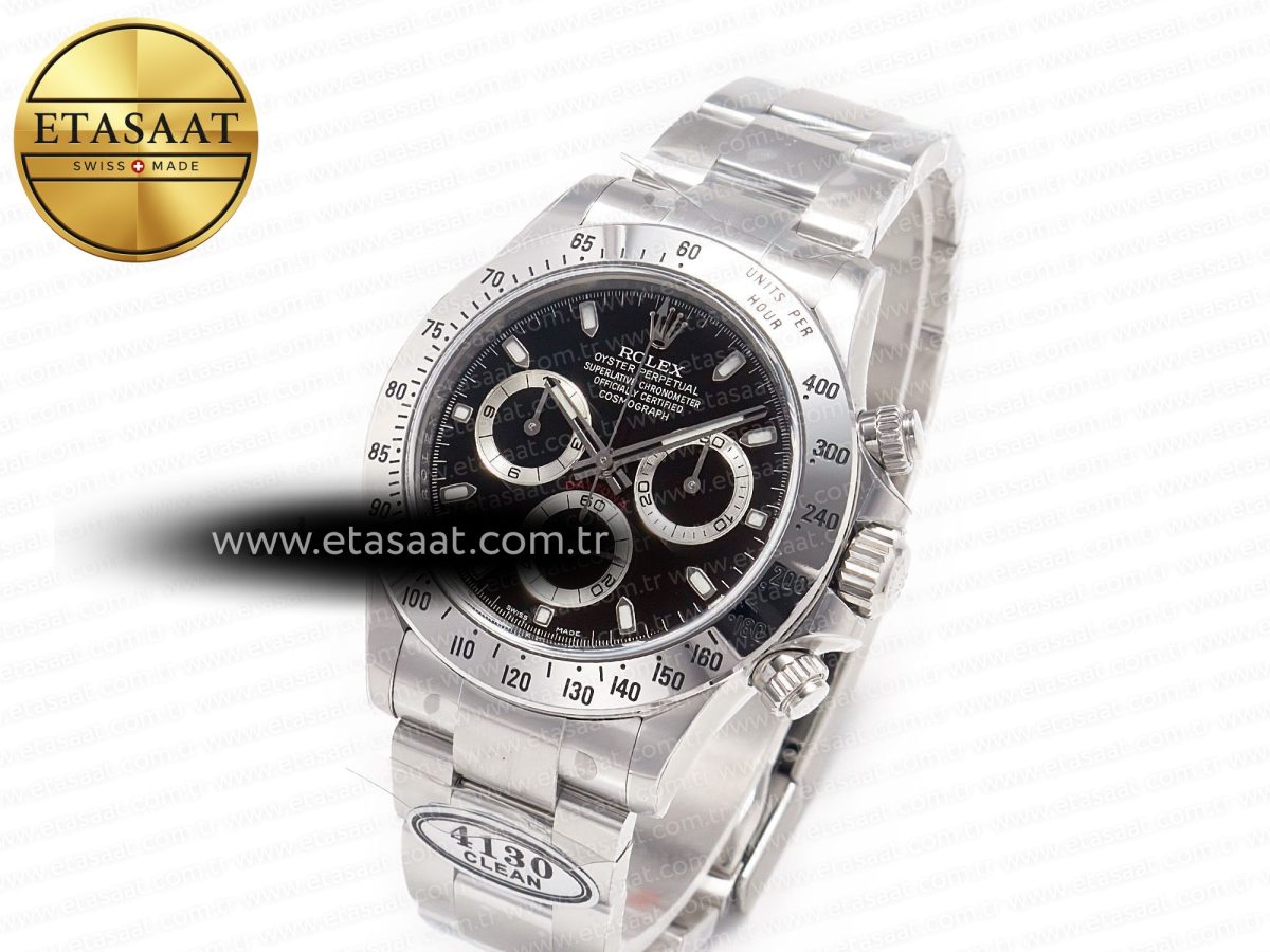 Rolex Daytona 116520 Clean 1:1 Best Edition 904L SS Case and Bracelet Black Dial SA4130 V3 - Görsel 2