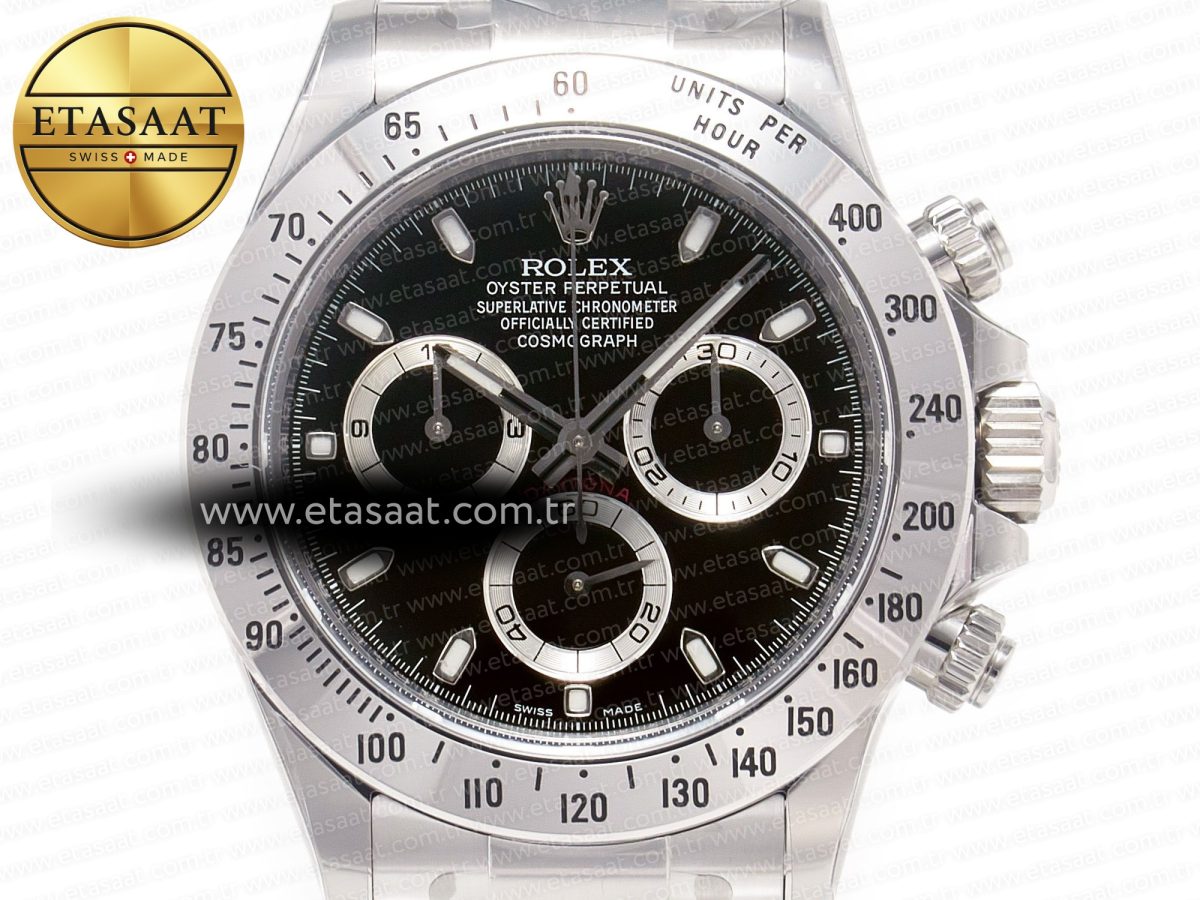 Rolex Daytona 116520 Clean 1:1 Best Edition 904L SS Case and Bracelet Black Dial SA4130 V3 - Görsel 4