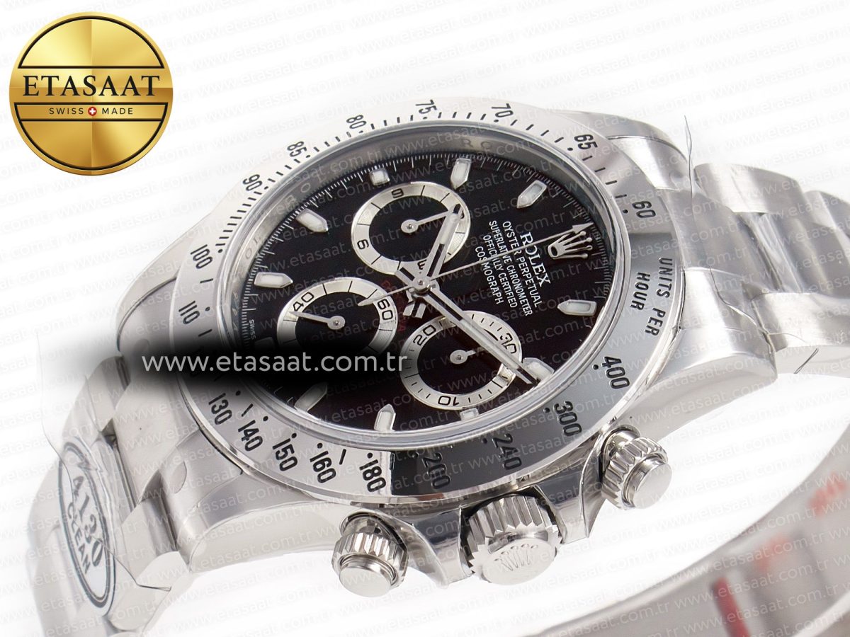 Rolex Daytona 116520 Clean 1:1 Best Edition 904L SS Case and Bracelet Black Dial SA4130 V3 - Görsel 6