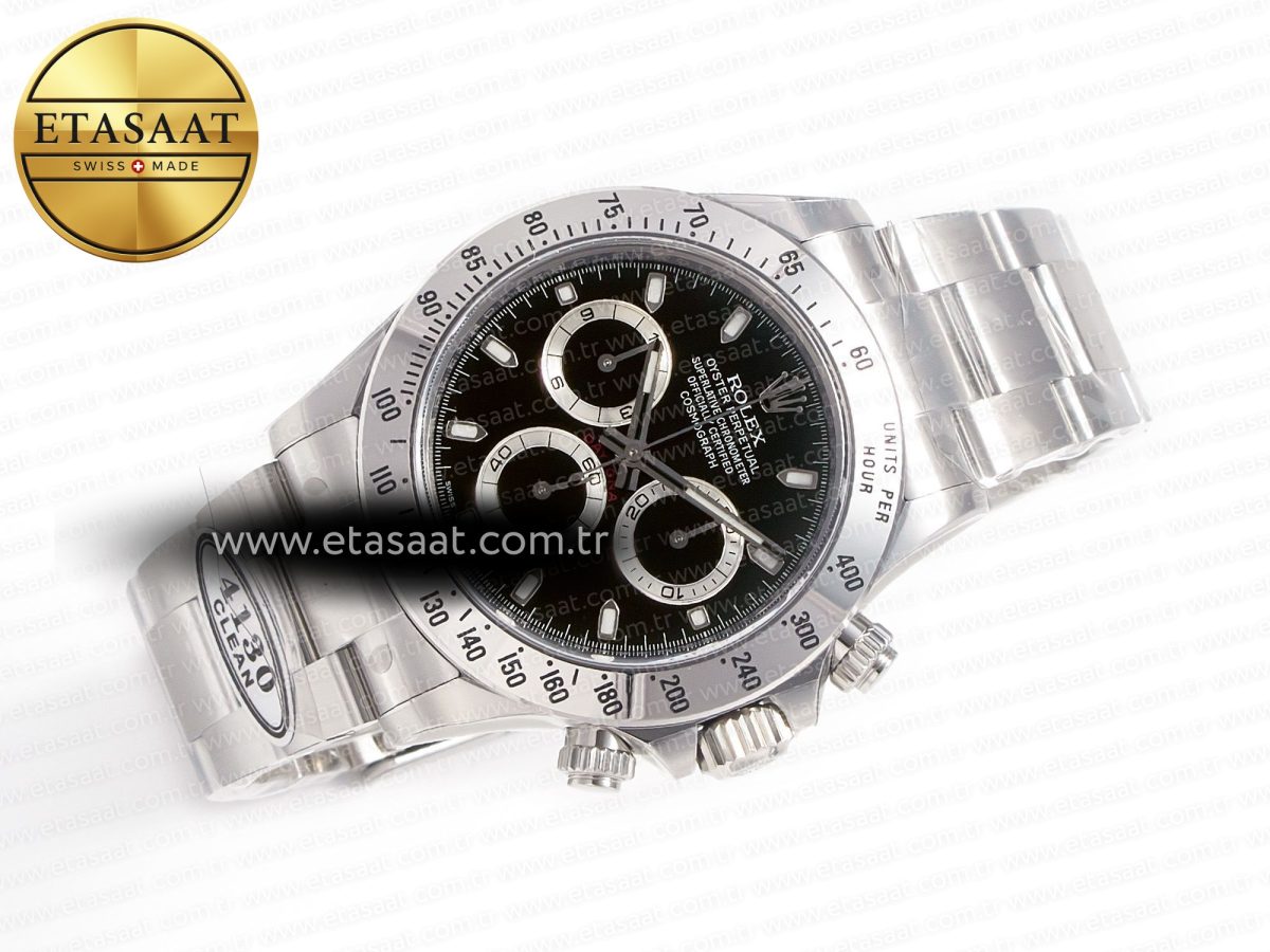 Rolex Daytona 116520 Clean 1:1 Best Edition 904L SS Case and Bracelet Black Dial SA4130 V3 - Görsel 8