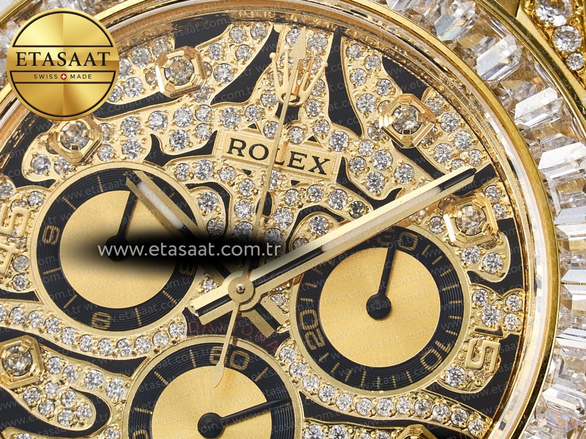 Rolex Daytona 116588 Best Edition 904L YG Black Diamonds Dial on Black Rubber Strap SA4130 - Görsel 11