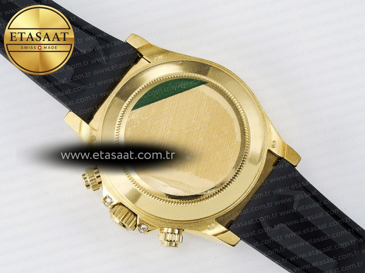 Rolex Daytona 116588 Best Edition 904L YG Black Diamonds Dial on Black Rubber Strap SA4130 - Görsel 17