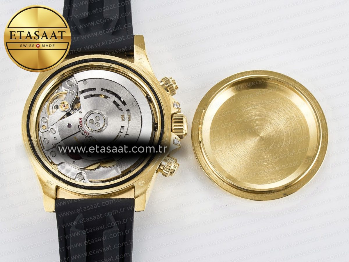 Rolex Daytona 116588 Best Edition 904L YG Black Diamonds Dial on Black Rubber Strap SA4130 - Görsel 18