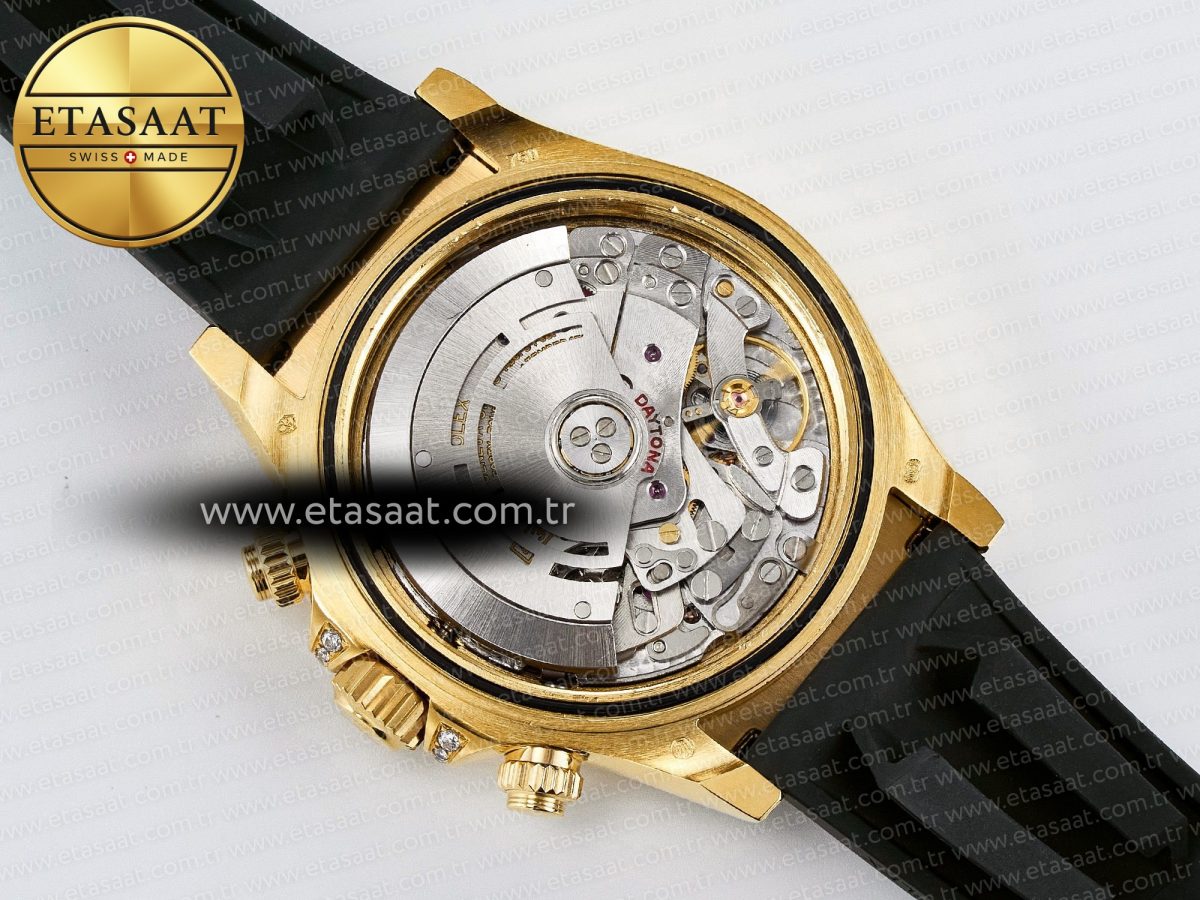 Rolex Daytona 116588 Best Edition 904L YG Black Diamonds Dial on Black Rubber Strap SA4130 - Görsel 19