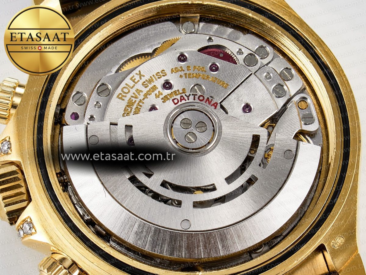 Rolex Daytona 116588 Best Edition 904L YG Black Diamonds Dial on Black Rubber Strap SA4130 - Görsel 20