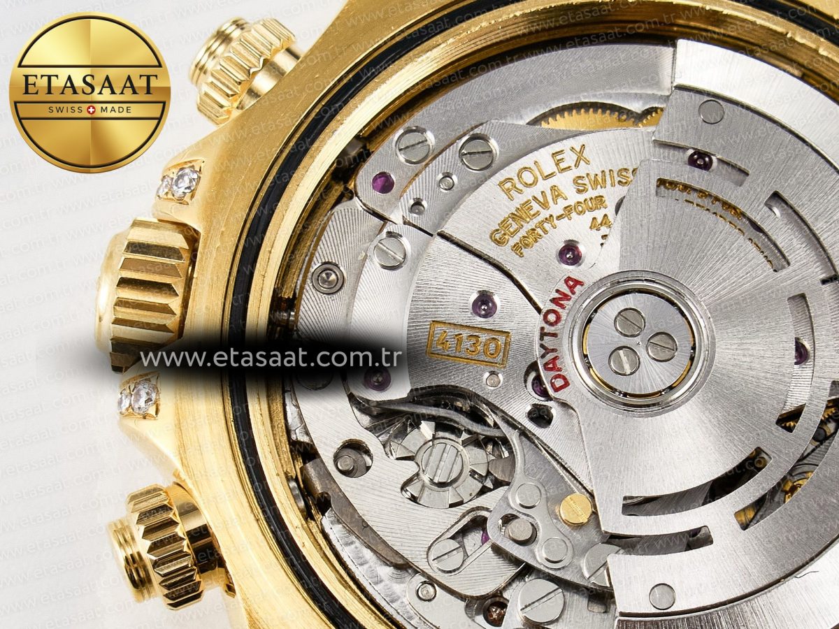 Rolex Daytona 116588 Best Edition 904L YG Black Diamonds Dial on Black Rubber Strap SA4130 - Görsel 22