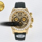 Rolex Daytona 116588 904L YG Siyah Pırlanta Kadran SA4130 Eta Saat - Görsel 3 - 1:1 Süper Klon Saat