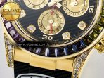 Rolex Daytona 116589 RBOW Clean YG 1:1 Best Edition 904L Rainbow Black Diamonds Dial on Black Rubber Strap SA4130 - Görsel 13