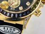 Rolex Daytona 116589 RBOW Clean YG 1:1 Best Edition 904L Rainbow Black Diamonds Dial on Black Rubber Strap SA4130 - Görsel 14
