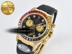 Rolex Daytona 116589 RBOW Clean YG 1:1 Best Edition 904L Rainbow Black Diamonds Dial on Black Rubber Strap SA4130 - Görsel 2