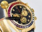 Rolex Daytona 116589 RBOW Clean YG 1:1 Best Edition 904L Rainbow Black Diamonds Dial on Black Rubber Strap SA4130 - Görsel 5