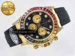 Rolex Daytona 116589 RBOW Clean YG 1:1 Best Edition 904L Rainbow Black Diamonds Dial on Black Rubber Strap SA4130 - Görsel 8