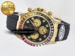 Rolex Daytona 116589 RBOW Clean YG 1:1 Best Edition 904L Rainbow Black Diamonds Dial on Black Rubber Strap SA4130 - Görsel 9