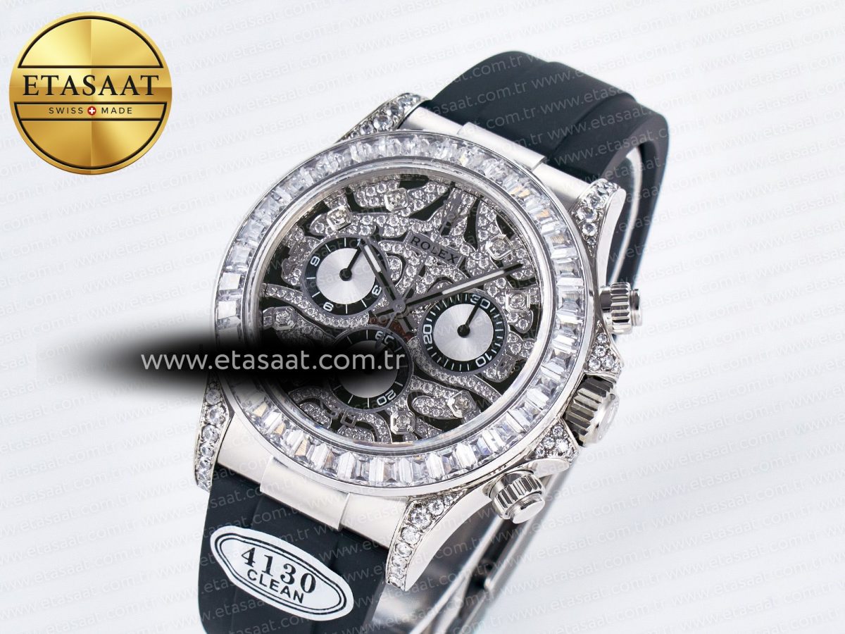 Rolex Daytona 116589 TBR “Eye of the Tiger” Clean 1:1 Best Edition 904L SS Black Diamonds Dial on Black Rubber Strap SA4130 - Görsel 1