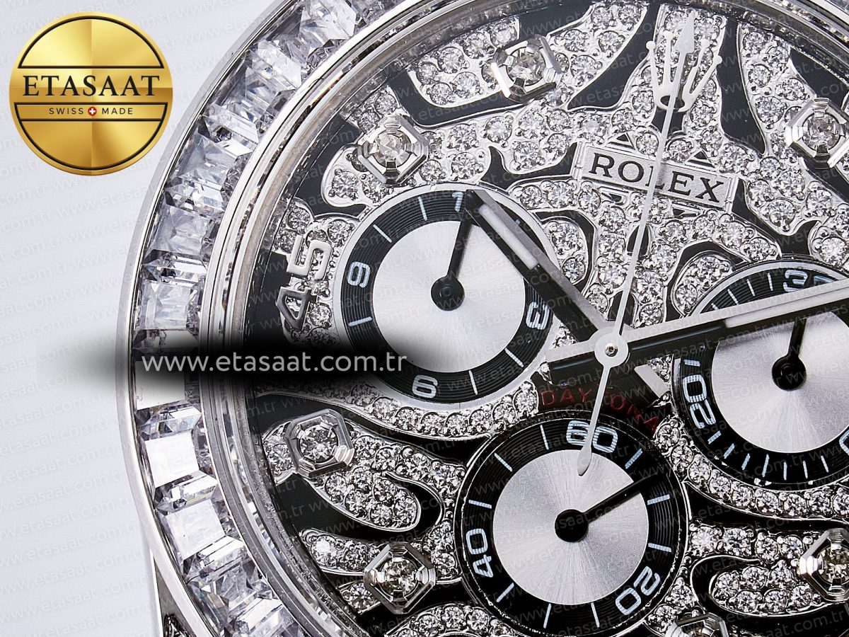 Rolex Daytona 116589 TBR “Eye of the Tiger” Clean 1:1 Best Edition 904L SS Black Diamonds Dial on Black Rubber Strap SA4130 - Görsel 10
