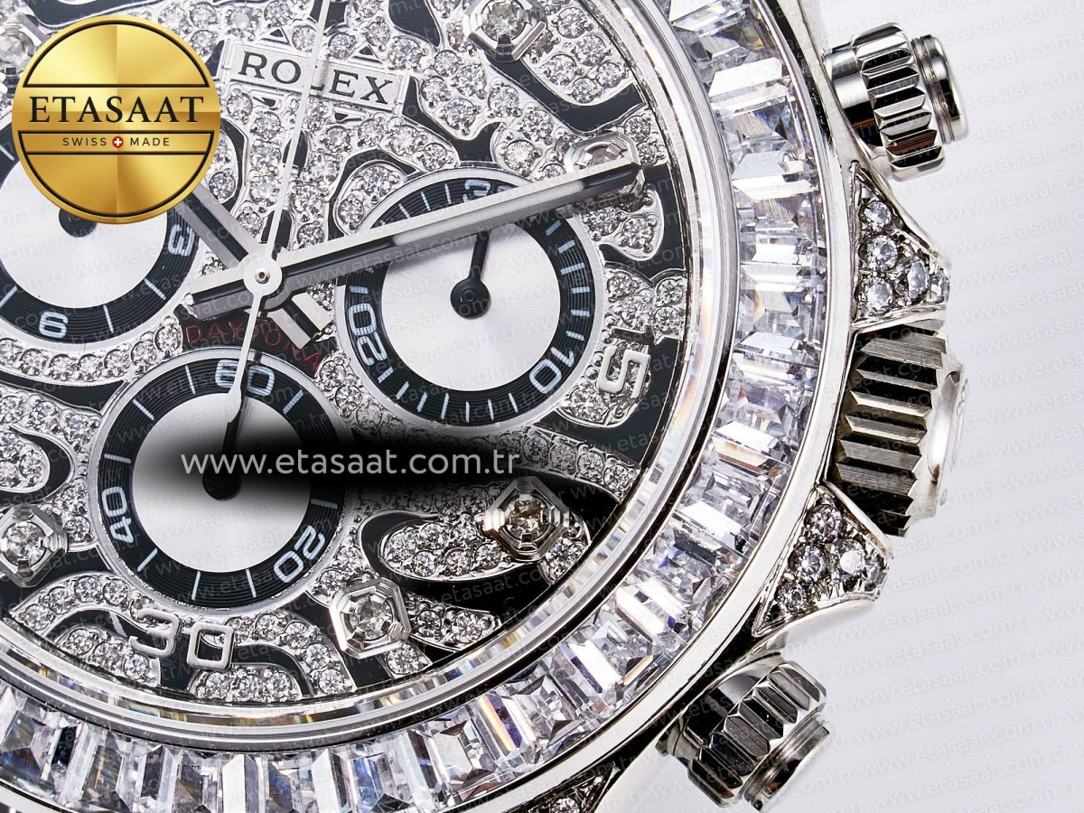 Rolex Daytona 116589 TBR “Eye of the Tiger” Clean 1:1 Best Edition 904L SS Black Diamonds Dial on Black Rubber Strap SA4130 - Görsel 12