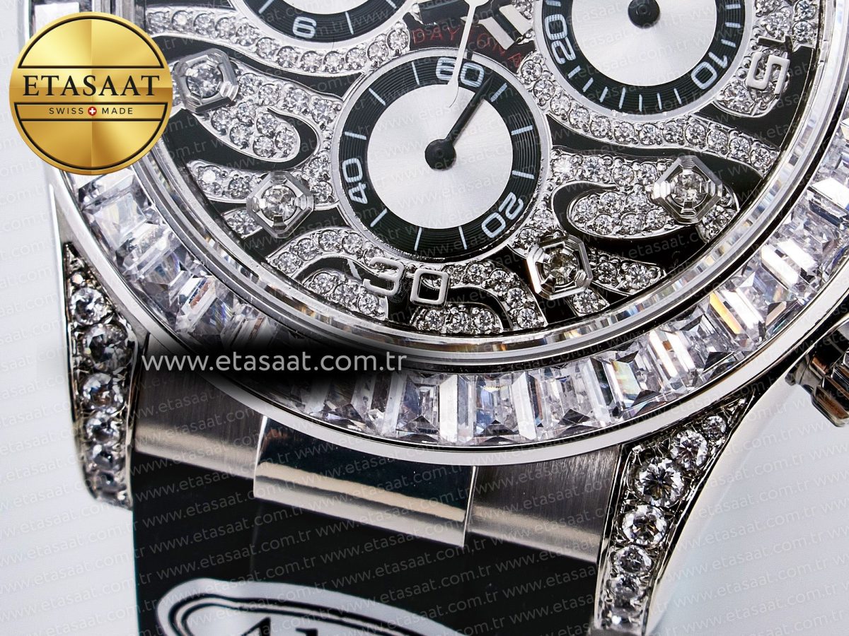 Rolex Daytona 116589 TBR “Eye of the Tiger” Clean 1:1 Best Edition 904L SS Black Diamonds Dial on Black Rubber Strap SA4130 - Görsel 13