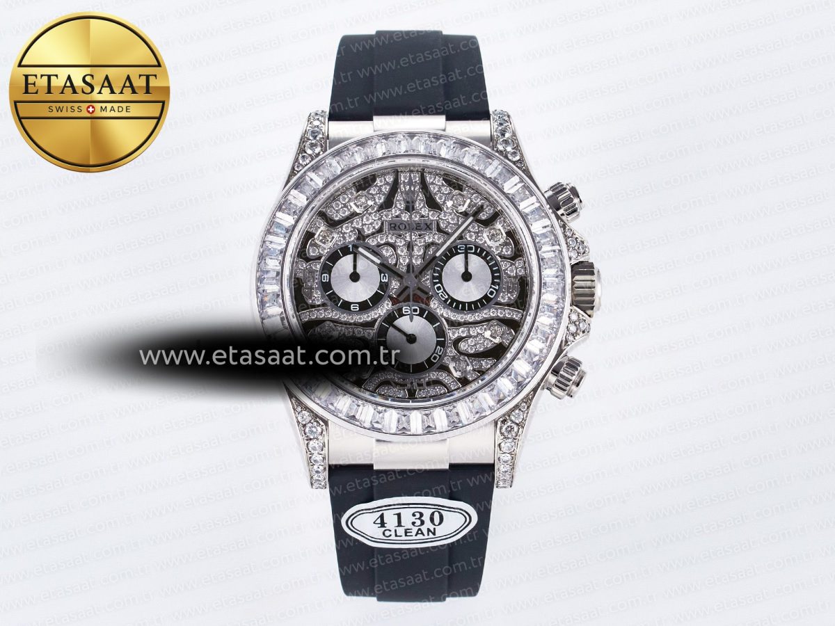 Rolex Daytona 116589 TBR “Eye of the Tiger” Clean 1:1 Best Edition 904L SS Black Diamonds Dial on Black Rubber Strap SA4130 - Görsel 3