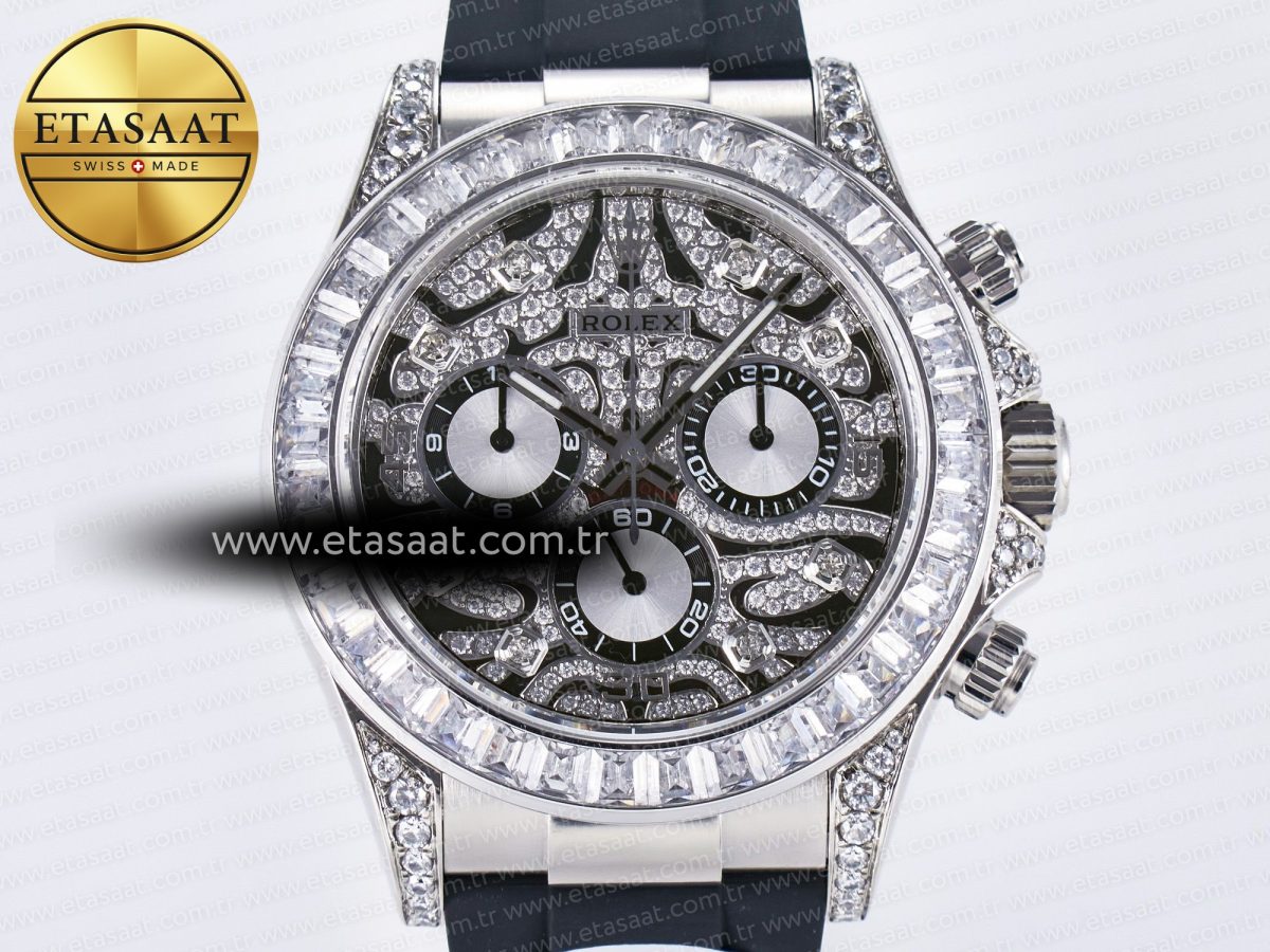 Rolex Daytona 116589 TBR “Eye of the Tiger” Clean 1:1 Best Edition 904L SS Black Diamonds Dial on Black Rubber Strap SA4130 - Görsel 4