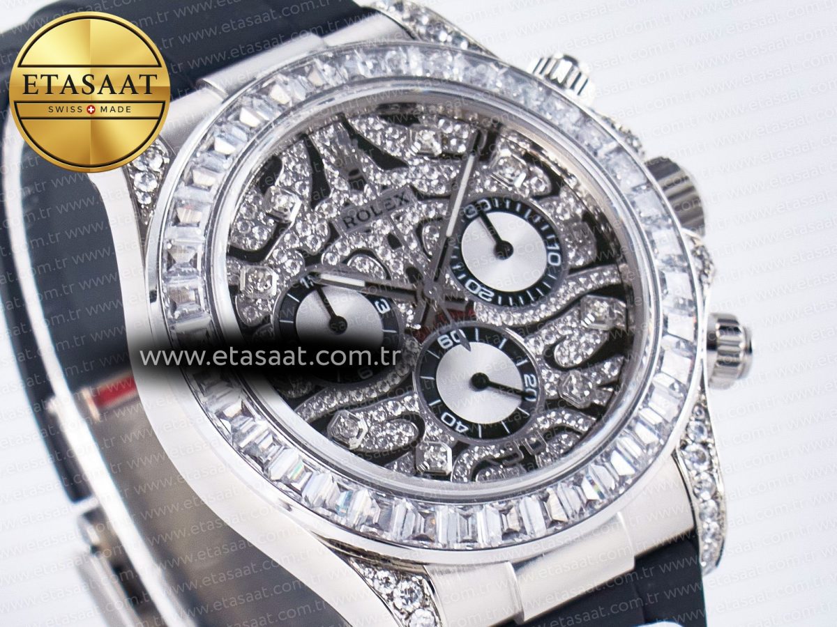 Rolex Daytona 116589 TBR “Eye of the Tiger” Clean 1:1 Best Edition 904L SS Black Diamonds Dial on Black Rubber Strap SA4130 - Görsel 5